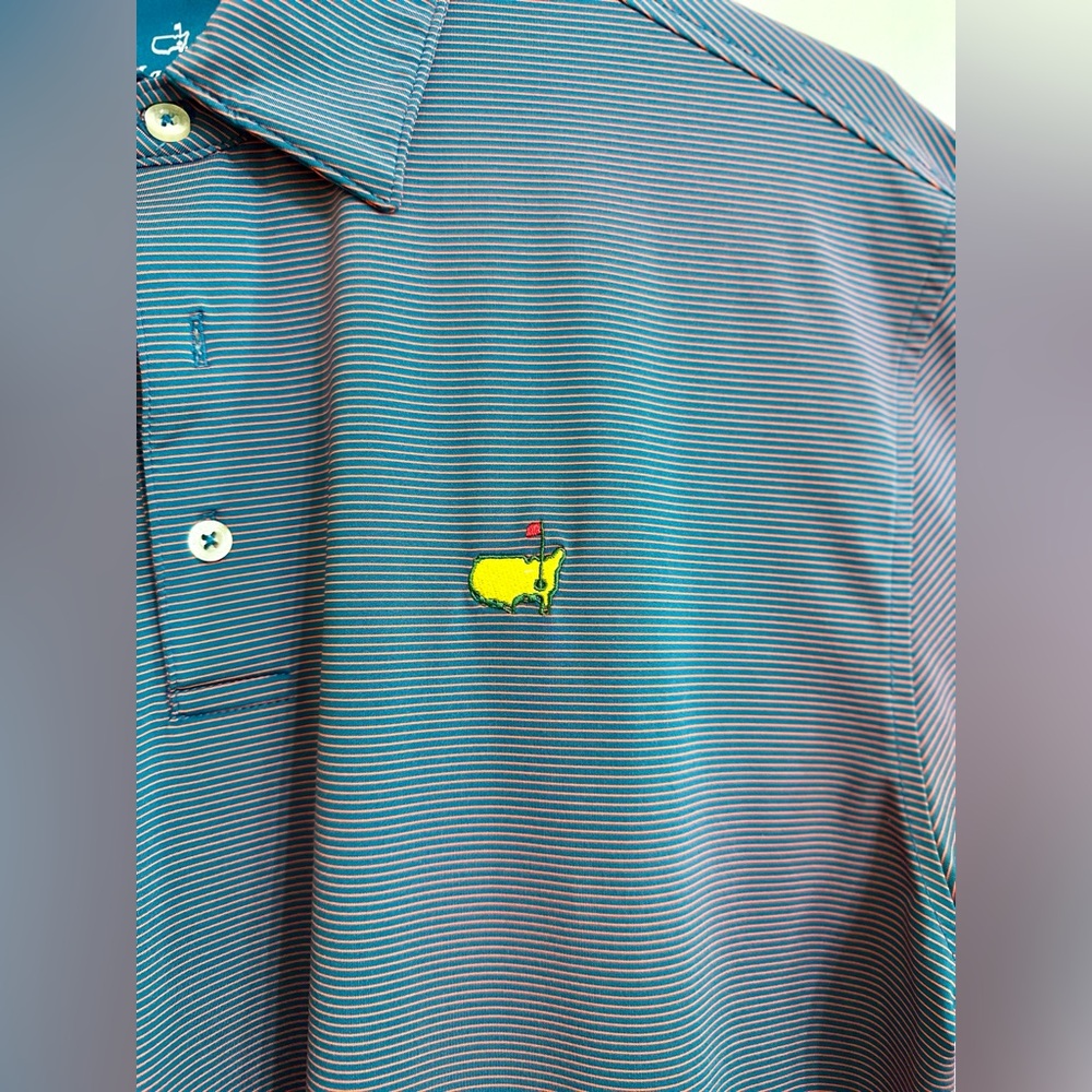 ⛳️Masters Tech Men’s Polo Navy & Red stripe Medium 👕